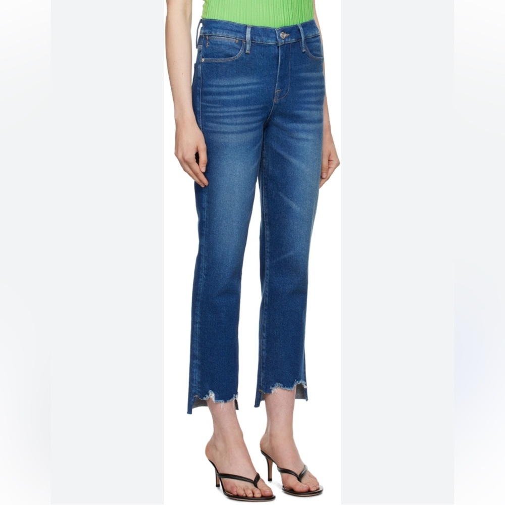 Frame Le High Straight Frayed Hem Cropped Jeans High Rise Size 30 - Picture 2 of 10